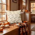 Sm:)e Embroidered Goost Plush Faux Fur Jacquard Halloween Throw Pillow Cover 18x18 Inch White, Set of 2 Silky Soft Cushion Case for Sofa Couch - Image 14