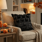 Sm:)e Embroidered Goost Plush Faux Fur Jacquard Halloween Throw Pillow Cover 18x18 Inch White, Set of 2 Silky Soft Cushion Case for Sofa Couch - Image 42